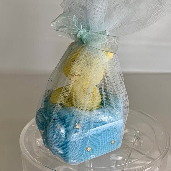 Teddy Bear Candle Happy Bear Blue Yellow Wax Baby Boy Unique Shower Gift Vintage - Picture 13 of 14